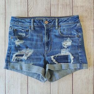American Eagle Outfitters Super Hi-Rise Shortie cuffed denim shorts 4